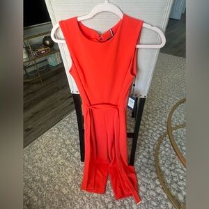 NWT Tommy Hilfiger Boatneck Belted Wide Leg Suba Jumpsuit, Orange, Size 4